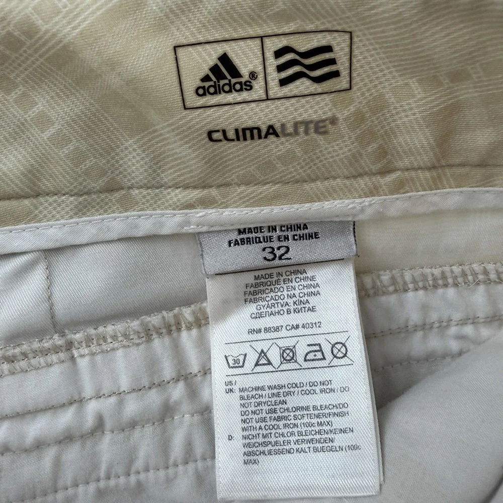 Adidas Shorts Mens 32‎ Beige Plaid Climalite Chino 11 Inseam Casual Golf